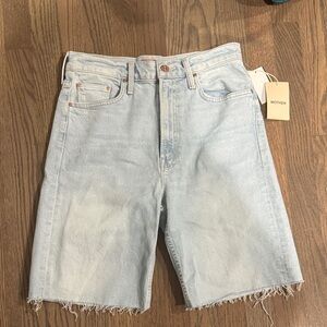 MOTHER Faded Blue Denim Cutoff Shorts